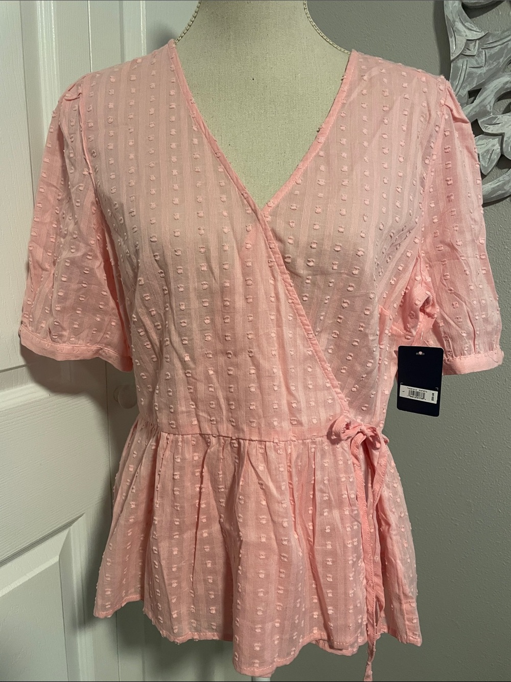 Lucky Brand Soft Pink Wrap Peplum Blouse